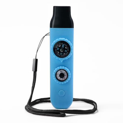 Emergency Survival Safety Whistle，Whistle for Kids with Lanyard,Compass,Thermometer,Ideal for Kayaking, Boating, Hiking, Camping, Climbing - color: Blue Whistle