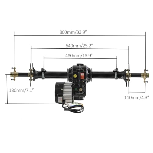 48V 1000W Rear Differential Axle Kit with Brushless Motor for Go Kart, Golf Cart, Electric Trike, ATV, Quad, Buggy, and DIY Projects (34in.Axle) - size: 34in.Axle