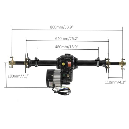 48V 1000W Rear Differential Axle Kit with Brushless Motor for Go Kart, Golf Cart, Electric Trike, ATV, Quad, Buggy, and DIY Projects (34in.Axle) - size: 34in.Axle