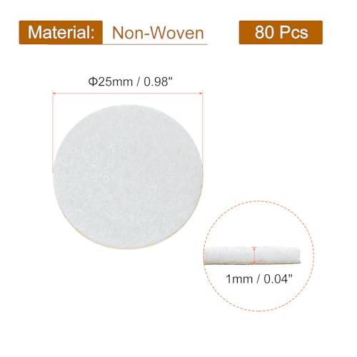 uxcell 80Pcs Round White Non-Woven Felt Circles, 25mm (1") Self-Adhesive Felt Pads for Sewing Costume Handcraft DIY Projects - color: White, size: 25mm