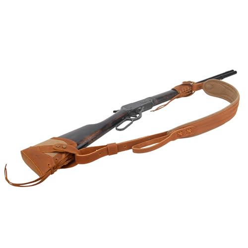 WAYNE'S DOG No Drill Leather Rifle Sling with Slip-on Recoil Pad and Barrel Mount fit for Lever Action Rifles, Shotguns - color: Brown, size: Canvas & Leather
