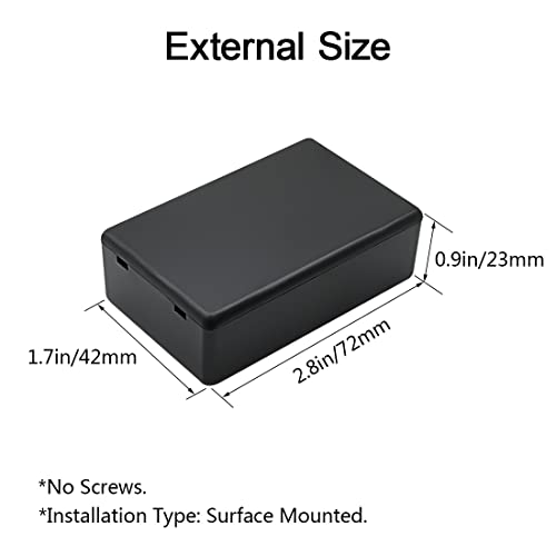 LeMotech Project Box, 5 Pieces ABS Electrical Box Small Junction Box for Electronics PCB Case,Electronic Hobby Box Black, Outside Size 2.8 x 1.7 x 0.9 inch (72x 42x 23 mm) - size: 2.8" x 1.7" x 0.9"(5pc)