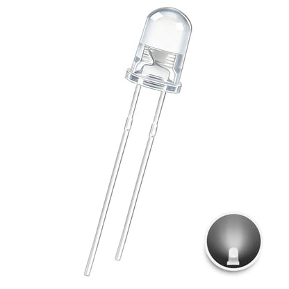 100PCS 3mm White LED Diodes, Clear Lens, Through-Hole Lights - color: (Transparent) WHITE, size: 3MM