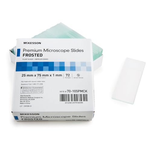 McKesson Premium Microscope Slides, Frosted, 25 x 75 x 1 mm, 72 ct