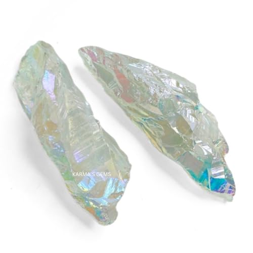 Crystals, Rocks, Jade, Crystals and Healing Stones, Witchcraft Supplies, Healing Crystals, Stones, Healing Stones, Rock Collection, Agate, Raw Stones (Angel Aura Quartz, 2 Pcs) - color: Angel Aura Quartz