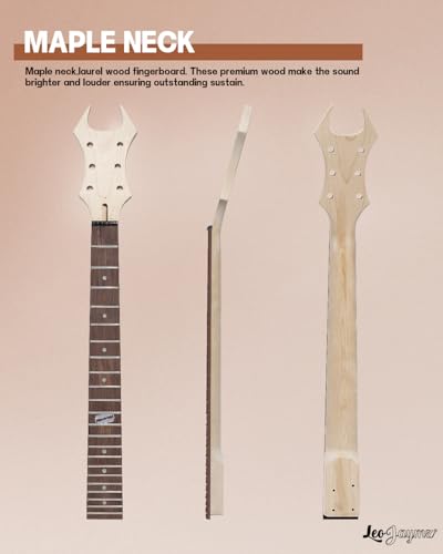 Leo Jaymz DIY Electric Guitar Kits with Mahogany Body and Maple Neck - Laurel Wood Fingerboard and All Components Included (BC)
