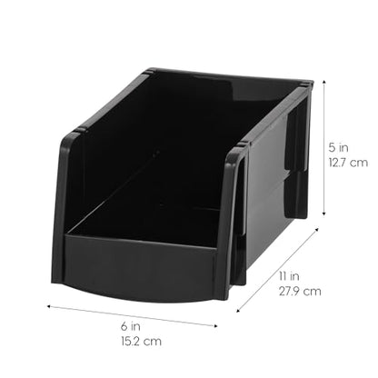IRIS USA 8-Pack, Medium Stackable Storage Bins, Black - size: Medium - 8 Pack