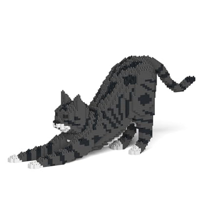 JEKCA Cat 05S-M02 | Tabby Cat Plastic Building Blocks | Age 14+ - color: Dark Grey Tabby