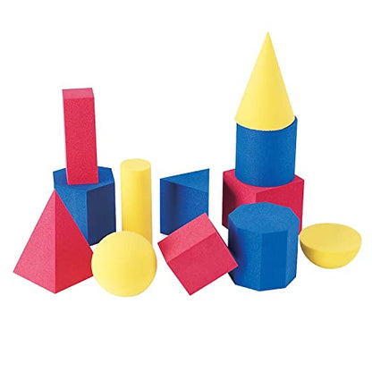 Learning Resources Hands-On Soft Geosolids, Soft Foam 3D Shapes, Set of 12, Ages 5+