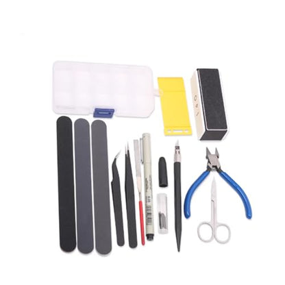 Model Building Tools Kit for Beginners-Hobby Craft Set with Side Cutter (Nippers),Precision Hobby Knife,Sanding Sticks,Tweezers,Basic DIY Repair Supplies (Beginner Set Upgraded Version (13 PCS)) - color: Beginner Set Upgraded Version (13 Pcs)