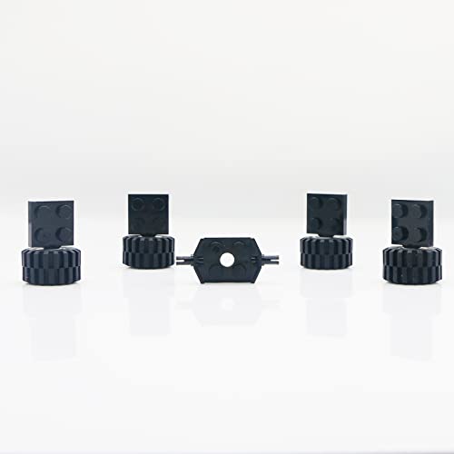 City Wheels Tires and Axles Set 56Pcs Brick Accessories Car Truck Parts - color: Black