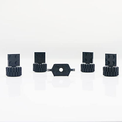 City Wheels Tires and Axles Set 56Pcs Brick Accessories Car Truck Parts - color: Black
