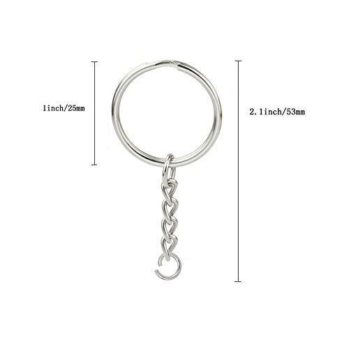 KINGFOREST 150-Piece Split Key Ring Kit with Chains & Jump Rings - 1 Inch Silver Nickel Bulk Jewelry Making Supplies for DIY Keychains, Charms, Crafts (Pack of 2) - size: 150PCS (Pack of 2)