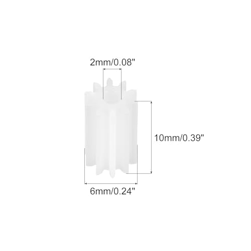 MECCANIXITY 20 Pcs 0.39" T Plastic Gears 10 Teeth Plastic Motor Gear Model 102A Reduction Gear for RC Car Model DIY Robot (White, Module 0.5) - color: White