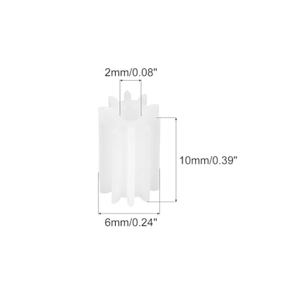 MECCANIXITY 20 Pcs 0.39" T Plastic Gears 10 Teeth Plastic Motor Gear Model 102A Reduction Gear for RC Car Model DIY Robot (White, Module 0.5) - color: White