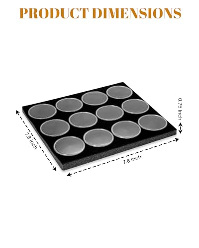 Novel Box 12 Large Gem Jars with Black Foam Gemstone Tray 7.8X7.8X0.75 - color: Black Foam Liner with 12 Gem Jars