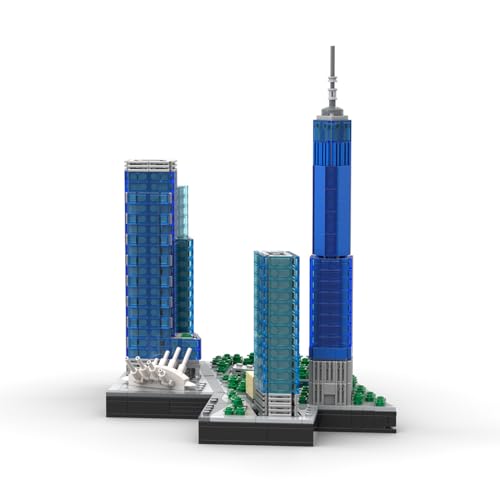 Landmark Street Scene Building Blocks Set for Adults, 1039PCS MOC-127022 1/800 World Famous Landmark Building Bricks Set, DIY Assembly New York Architecture Model Gift - style: The New World Trade Center