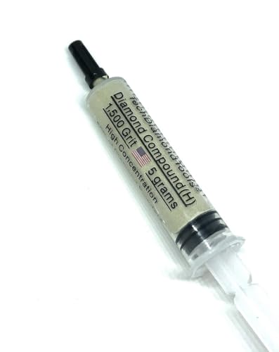 TechDiamondTools Diamond Polishing Paste & Lapping Compound — 1500 Grit (6-12 Micron) | USA Made | Oil-Based Syringe | Metal, Glass, Gemstone, Knife, Jewelry | 50% Diamond Powder Concentration - size: 1,500 Grit / 6-12 Microns