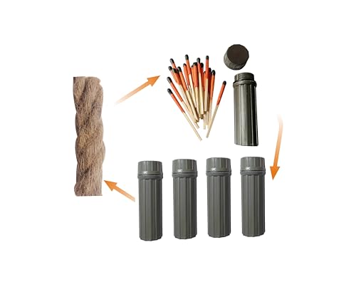 eGreen 20-100 Windproof Stormproof Matches Waterproof Cases & Rope Options - style: 5 X Container Matches + Wax Rope