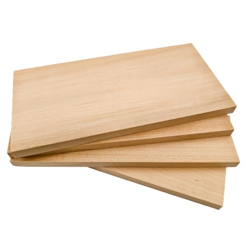 4PCS Unfinished Basswood Blocks for Crafts, Wood Craft Panels for Art, Engraving, Painting, DIY Projects, Chip Carving, Fretwork (7.87 x 3.93 x 0.39 in) - size: 7.87 x 3.93 x 0.39 in
