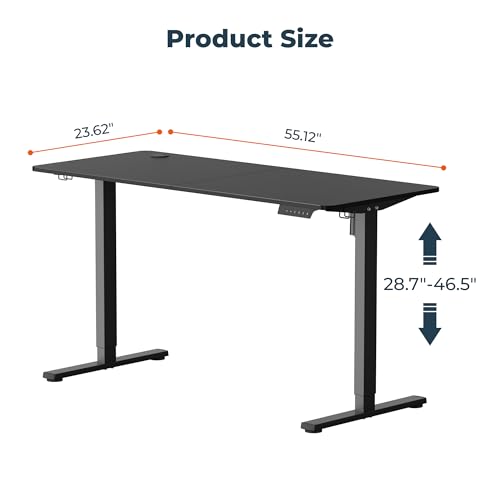 55''x 24'' Standing Desk Electric Adjustable for Home Office - color: Black, size: 5524