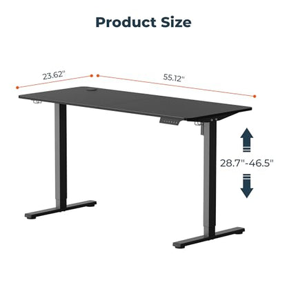 55''x 24'' Standing Desk Electric Adjustable for Home Office - color: Black, size: 5524