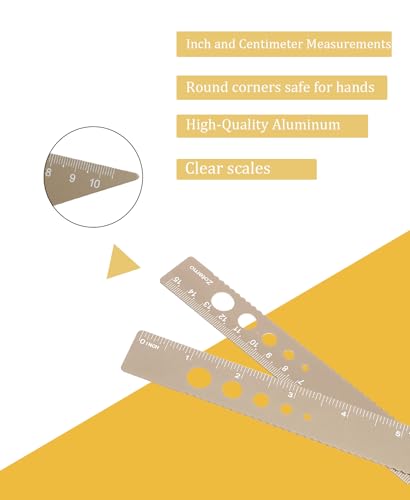 Metal Geometry Set, 5-piece Aluminum Ruler, Math Drafting Ruler Kit Includes Protractor, Triangle Rulers, Straight Rulers-Math Measurement Tools for School and Office Supplies (Gold) - color: Gold