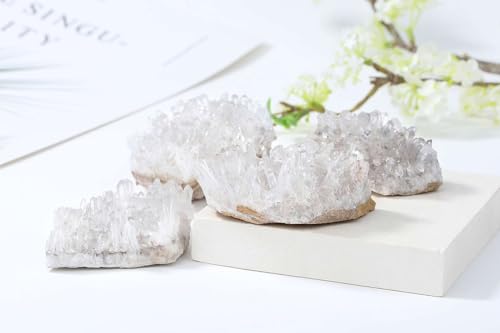 LAIDANLA Clear Quartz Crystal Natural Healing Crystals Stones Cluster Mineral Geode Gemstones for Reiki Energy Balance Calming Effects Wicca 80-100g - color: B-80g-100g
