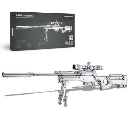 Piececool 3D Puzzles for Adults, AWM Sniper Rifle Gun Model to Build Kits DIY Assembly Super Magnum Metal Model Kits Birthday Gifts Hobbies for Adult, Beginners Level - color: AWM