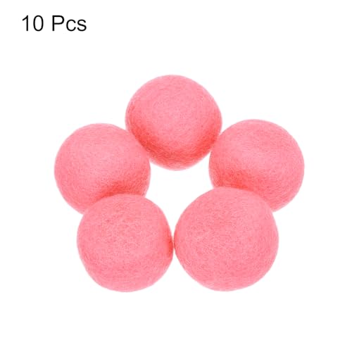 PATIKIL Wool Felt Balls Beads Wool Felting Pom 3.1cm 31mm Pink for Home Crafts Handcrafts Project DIY Pack of 10 - color: Pink