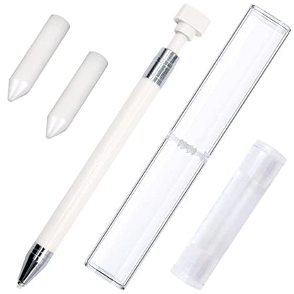 ZYNERY Diamond Painting Pen with Wax, Refillable Wax Pen, Rotating Glue Point Drill Pen for Nail Art Rhinestones, Diamond Art Accessories and Tools, Quickly Pick Up Beads Gems (White) - color: white (2 wax)