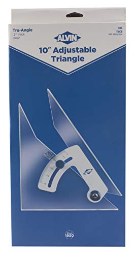 ALVIN Tru-Angle Adjustable Drafting Triangle Made of High Impact Acrylic 10" Model 110C with Aluminum Thumbscrew - Includes Nylon Storage Case - 10 Inches - size: 10", style: Without Inking Edge