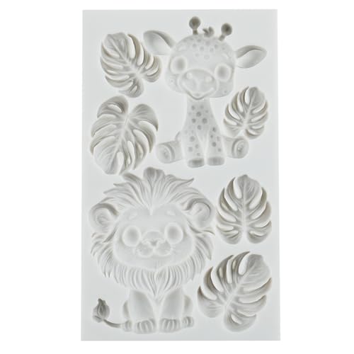 Safari Animal Polymer Clay Mold Tropical Leaf Lion Silicone Molds - color: Style E