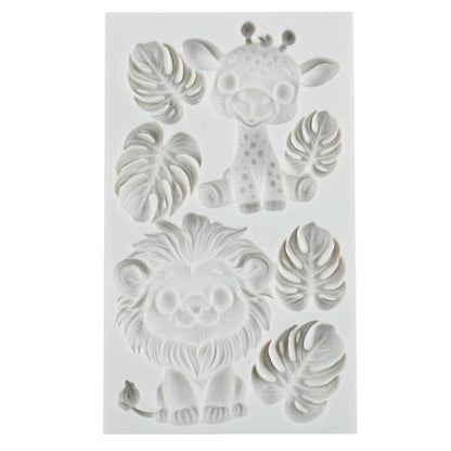 Safari Animal Polymer Clay Mold Tropical Leaf Lion Silicone Molds - color: Style E
