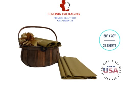 Antique Gold Tissue Paper Squares, Bulk 24 Sheets, Premium Gift Wrap and Art Supplies for Birthdays, Holidays, or Presents by Feronia packaging, Large 20 Inch x 30 Inch - color: AntiqueGold