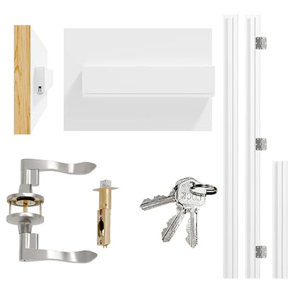 Door Jamb Frame Kit with Weatherstrip, Pine Wood, Primed, Pre-Installed Hinges, Handle Included, 81.65 in x 4.57in x 1.18 in (Left Handed) - color: Sliver Hardware-Left Handed