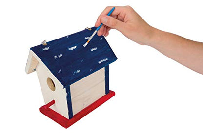 Beetle & Bee Bird House Kit for Kids, Build A Wooden DIY Outdoor Craft Set - style: Paint a Bird Base