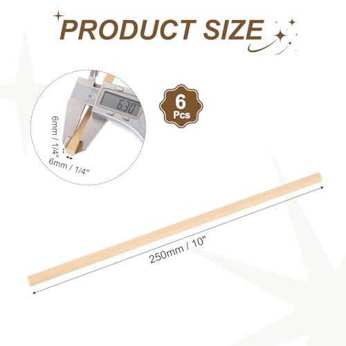 MECCANIXITY 6Pcs Basswood Sticks 1/4"x1/4"x10" Square Wooden Dowel Rods - size: 1/4" x 1/4" x 10"
