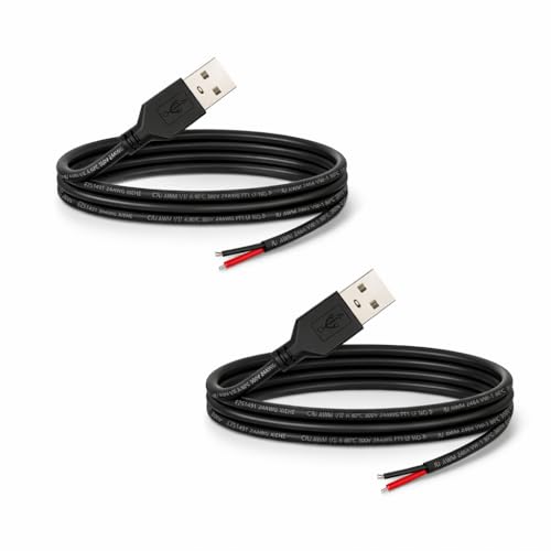 3.28ft Black USB Pigtail Cable 2-Pack - color: Black 3.28FT USB 2.0 Male