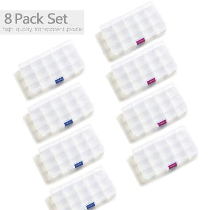 Opret Bead Organizer 15 Grids 8 Pack for Crafts - color: 8 pcs, transparent