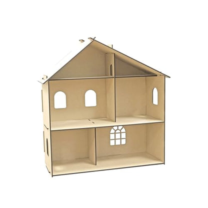 Make Market Dollhouse Kit, Unfinished Wooden Bungalow Display, Natural, 24" x 23.3" x 8.5", 1-Pack