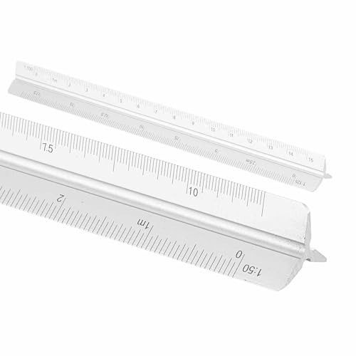 HARFINGTON Architectural Scale Ruler 7" Metric Aluminum Alloy Silver | Small Scale, Architect Triangular, Laser-Etched Blueprint, Drafting Ruler, for Architects Engineers - color: Silver, size: 7 Inch