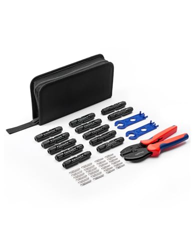 BougeRV Solar Crimper Tool Kit - Crimper, 12 Pairs Connectors, 2 Spanners - size: 12 Pairs Solar Connectors Kit
