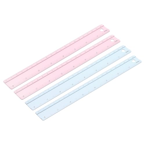 PATIKIL Metal Ruler 8 Inch/20cm, 4 Pcs Aluminum Straight Edge Ruler, Dual Scale Measuring Tool with Inch/Centimeter Scales & Hole for Math Office Drawing Engineering Home, Pink/Blue - color: Pink/Blue