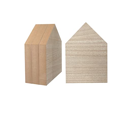 4 Pack 8 Inch Wooden House Shape Block Unfinished Wood Farmhouse Cutouts Tabletop for DIY Crafts Memorial Sign,1 Inch Thick MDF - size: 8 in