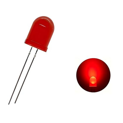 50 Pcs 10mm Red LED Diodes High Brightness F10 Round Diffused - color: Red