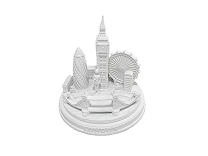 London City Skyline 3D Model Round Matte White 5 1/2 inches