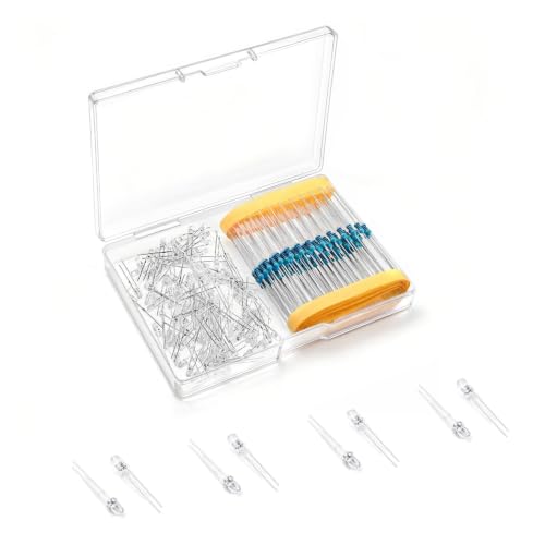 Chanzon 100pcs 3mm Yellow LED Diodes + 100pcs 470Ω Resistors - color: G) Yellow, size: 3mm