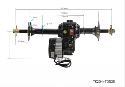 48V 1000W Rear Differential Axle Kit with Brushless Motor for Go Kart, Golf Cart, Electric Trike, ATV, Quad, Buggy, and DIY Projects (30in.Axle) - size: 30in.Axle