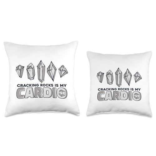 Best Rocks And Minerals Kit Guide Collection Gifts Cracking Rocks is My Cardio Geologist Mineral Collector Throw Pillow, 16x16, Multicolor - size: 16x16
